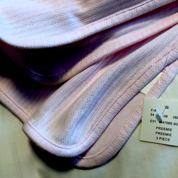 Tapioca 3 Piece Preemie White Sleeper Bonnet & Receiving Blanket Vintage - Picture 12 of 12